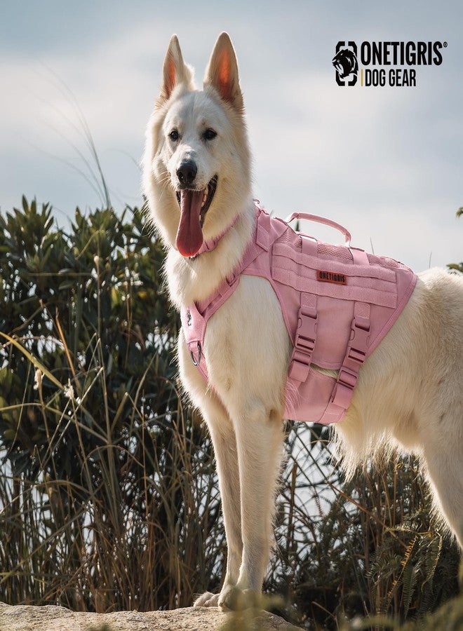 OneTigris Small Dog Tactical Harness - No Pull Vest with Handles, Breathable Military Molle, Perfect for Walking, Hiking, Training (Pink, Large) - Image 4