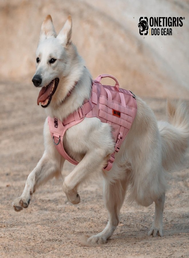 OneTigris Small Dog Tactical Harness - No Pull Vest with Handles, Breathable Military Molle, Perfect for Walking, Hiking, Training (Pink, Large) - Image 5