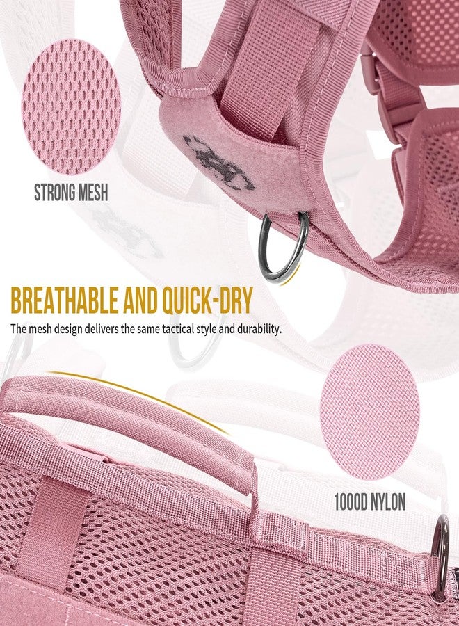 OneTigris Small Dog Tactical Harness - No Pull Vest with Handles, Breathable Military Molle, Perfect for Walking, Hiking, Training (Pink, Large) - Image 2