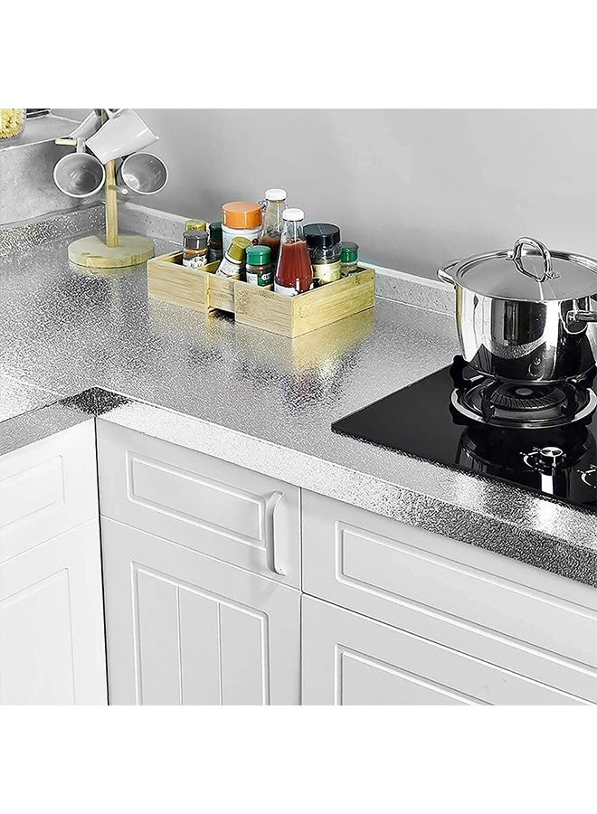 Peachjoy Kitchen Backsplash Wallpaper Peel and Stick Aluminum Foil Contact Paper Self Adhesive Oil-Proof Heat Resistant Wall Sticker for Countertop Drawer Liner Shelf Liner - Image 2