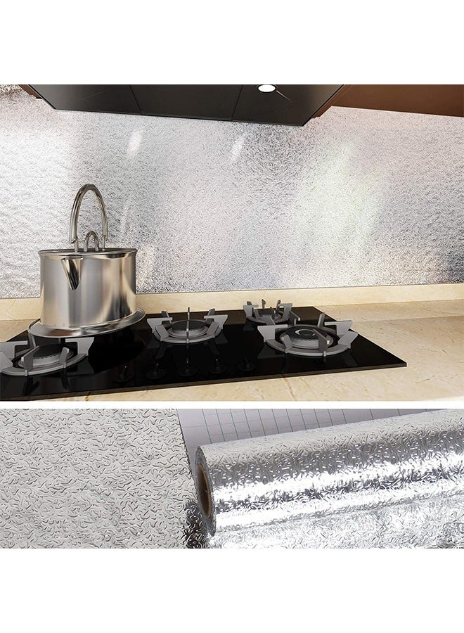 Peachjoy Kitchen Backsplash Wallpaper Peel and Stick Aluminum Foil Contact Paper Self Adhesive Oil-Proof Heat Resistant Wall Sticker for Countertop Drawer Liner Shelf Liner - Image 4