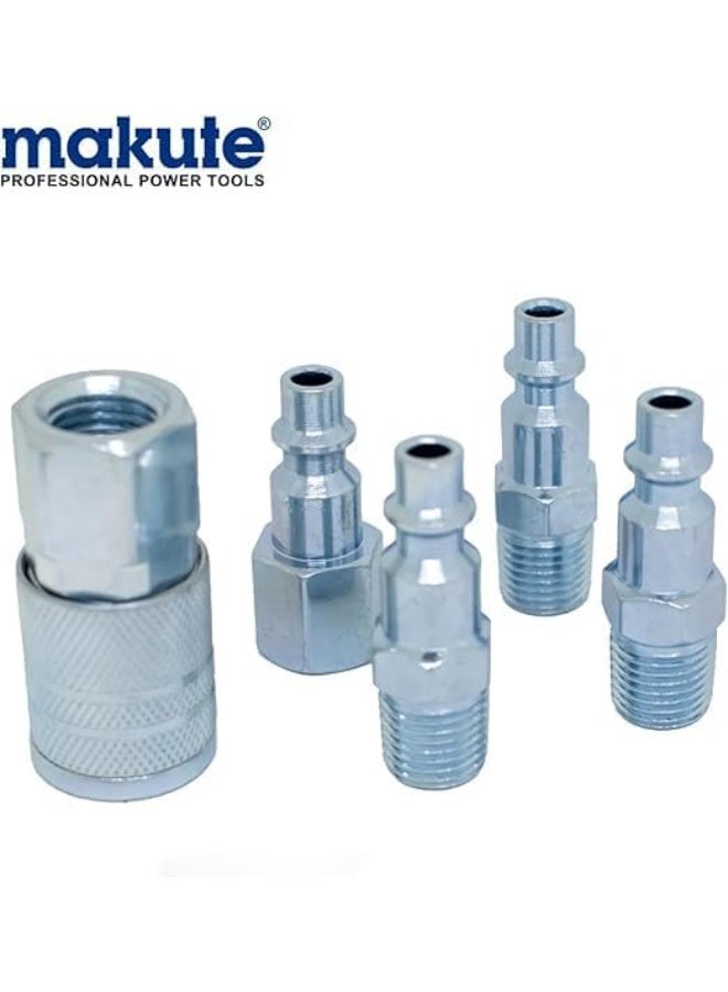 makute 5PCS Air Quick Coupling Set 1/4 Inch US Type, Male Female Pneumatic Connectors for Air Compressor Tools, Steel Quick Connect Fittings Kit MK-QC01 - Image 2