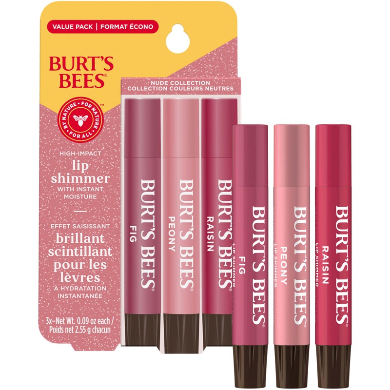 Burt's Bees Easter Basket Stuffers, Lip Shimmer Nude Collection, Tinted Lip Balm, Moisturizing for All Day Hydration with Natural Glowy Finish & Buildable Color, Value Pack, 3 Tubes x 0.09 Oz - Image 2