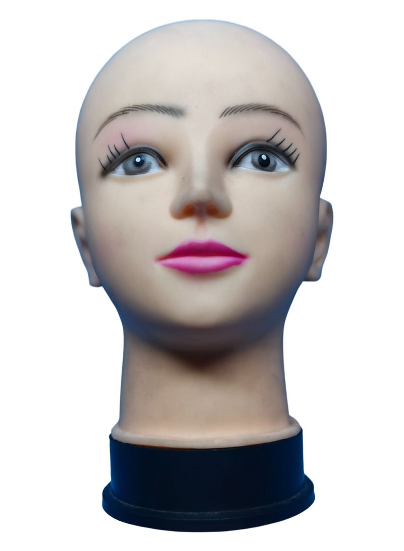 ORTUK Female Mannequin Head for Wigs, Plastic Makeup Practice Head, Rubber Face Dummy Head with Stable Base, Ideal for Wig, Hat, Scarves, Jewelry Cosmetology Training, Retail Display Stand 16x19x27 cm - Image 1