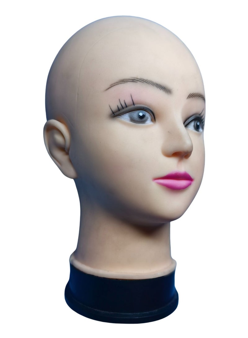 ORTUK Female Mannequin Head for Wigs, Plastic Makeup Practice Head, Rubber Face Dummy Head with Stable Base, Ideal for Wig, Hat, Scarves, Jewelry Cosmetology Training, Retail Display Stand 16x19x27 cm - Image 2