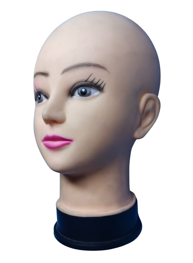 ORTUK Female Mannequin Head for Wigs, Plastic Makeup Practice Head, Rubber Face Dummy Head with Stable Base, Ideal for Wig, Hat, Scarves, Jewelry Cosmetology Training, Retail Display Stand 16x19x27 cm - Image 3