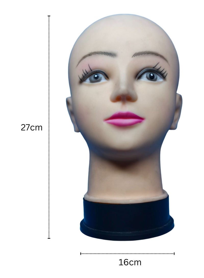 ORTUK Female Mannequin Head for Wigs, Plastic Makeup Practice Head, Rubber Face Dummy Head with Stable Base, Ideal for Wig, Hat, Scarves, Jewelry Cosmetology Training, Retail Display Stand 16x19x27 cm - Image 4