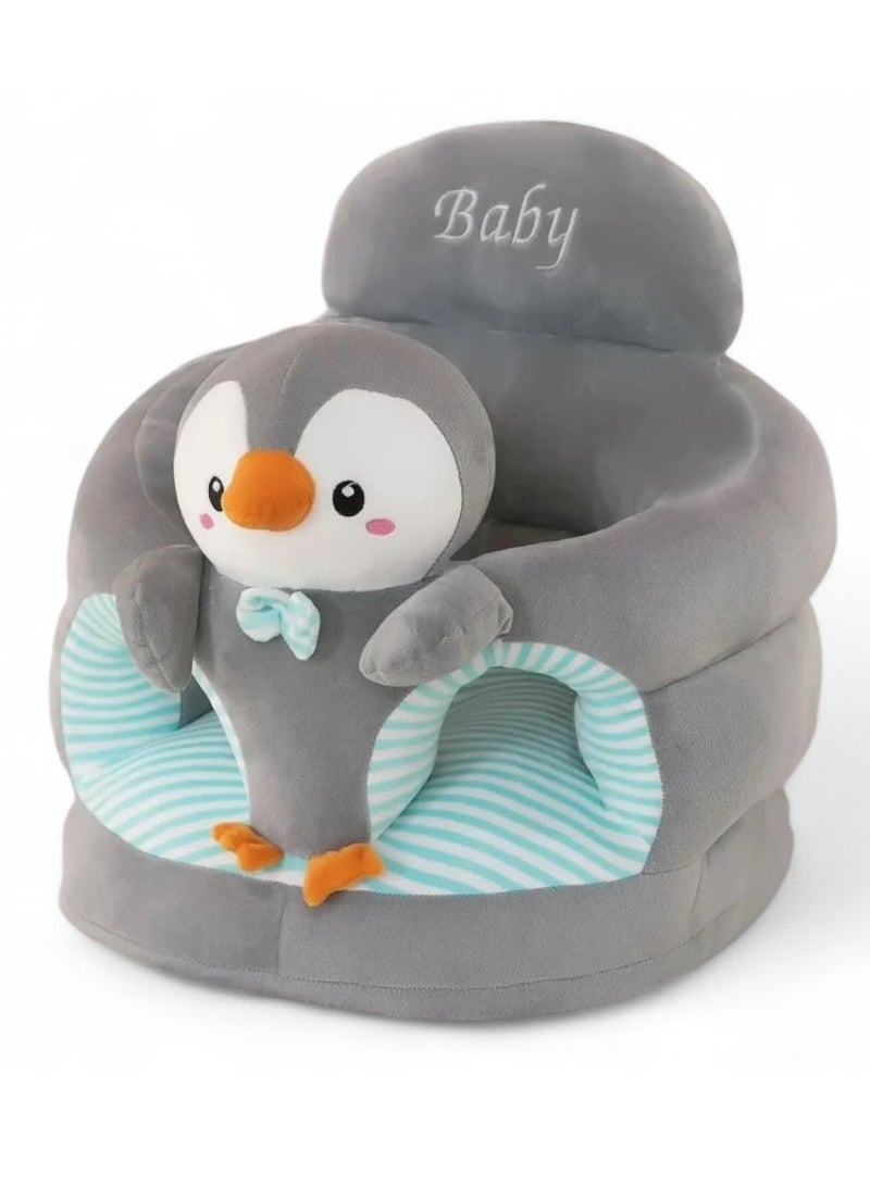 AL BADER ALBADER Baby Foam Chair Round Sofa for Kids Medium Size Comfortable Baby Seat with Cute Animal Design Fully Padded Safe Stable Lightweight Portable Support Chair for Infants 4 to 18 Months, available in various designs , Penguin design - Image 1
