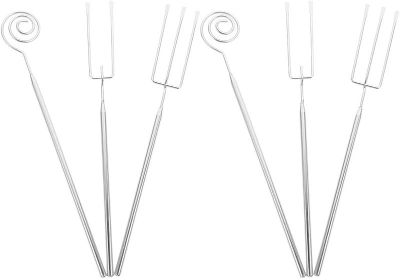 STAHAD 6pcs Stainless Steel Fondue Fork Set with Long Handles for Cheese and Chocolate Dipping, Heat Resistant Kitchen Utensils for Hot Pot and Bbq Cooking - Image 1