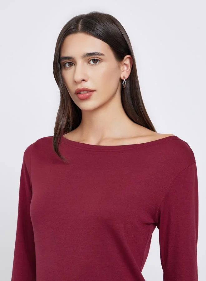 Styli Styli Burgundy Graphic Print Regular Fit T-Shirt