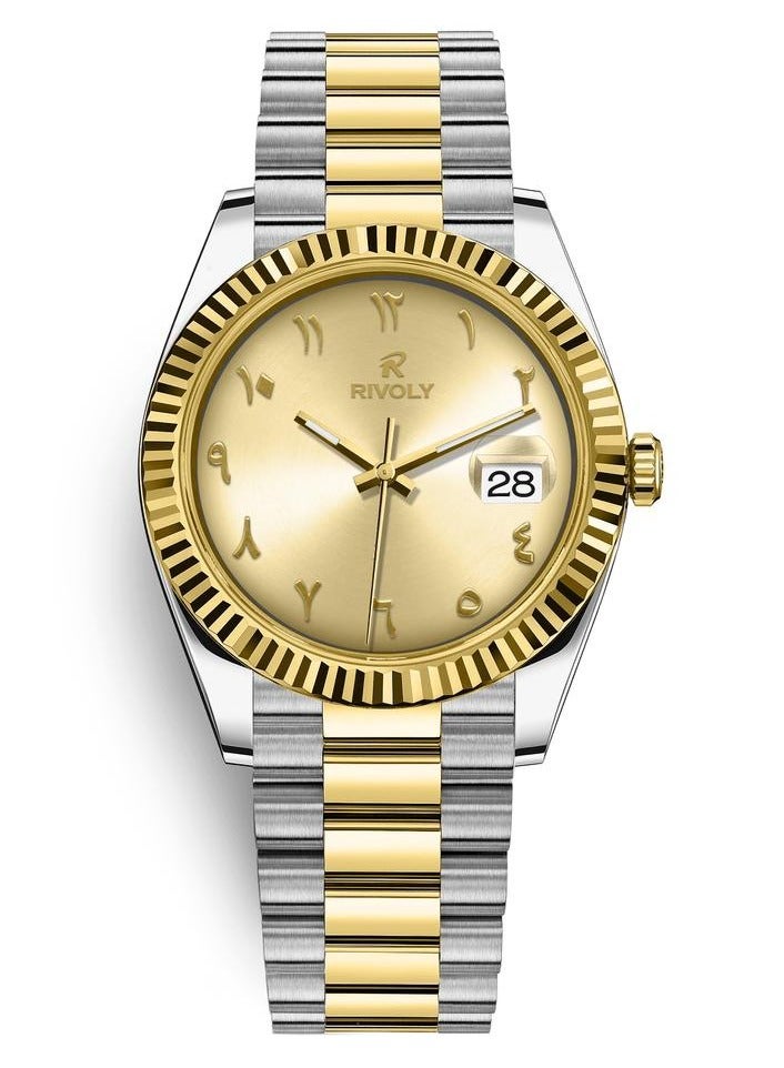 Rivoly A Modern Men's Watch With Arabic Numerals And A Stainless Steel Date