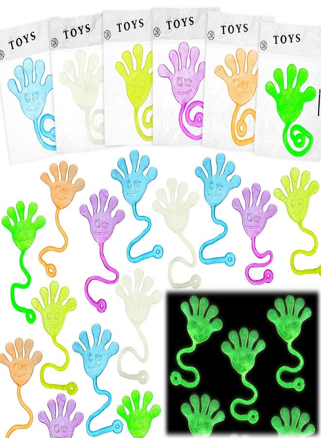 NatNarr 50 Pack Glow in the Dark Sticky Hands Kids Birthday Party Favor Goodie Bags Stuffers Glow Sticky Hands Toys Stretchy Class Prize Treasure Box Toy Carnival Sensory Party Toy (Random Color) - Image 1