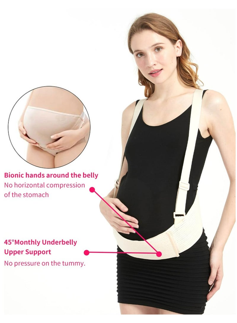 LLASIDO Maternity Belly Belt with Shoulder Straps, Pregnancy Support Band with Breathable Fabric Extra Support for Back Pain Relief (Beige) (X-Large) - Image 4