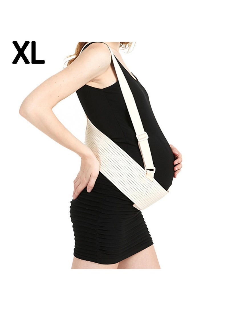 LLASIDO Maternity Belly Belt with Shoulder Straps, Pregnancy Support Band with Breathable Fabric Extra Support for Back Pain Relief (Beige) (X-Large) - Image 1