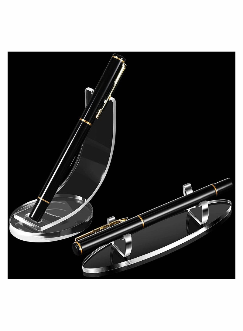 Excefore Acrylic Pen Holder, 2 Pcs Clear Display Stand Pencil Display Holder Fountain Ballpoint Pen Display Rack for Pens Pencil Display Pen Wand Holder Showcase Makeup Brush Rack for Home Office School Store - Image 1