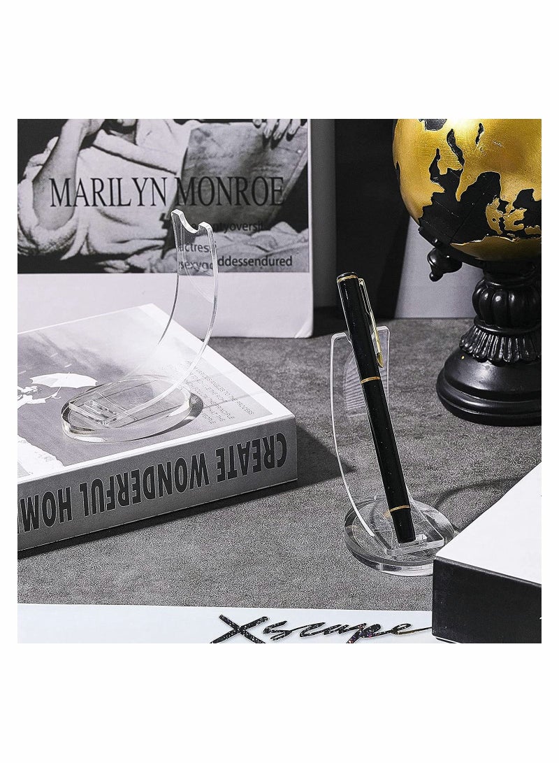 Excefore Acrylic Pen Holder, 2 Pcs Clear Display Stand Pencil Display Holder Fountain Ballpoint Pen Display Rack for Pens Pencil Display Pen Wand Holder Showcase Makeup Brush Rack for Home Office School Store - Image 4