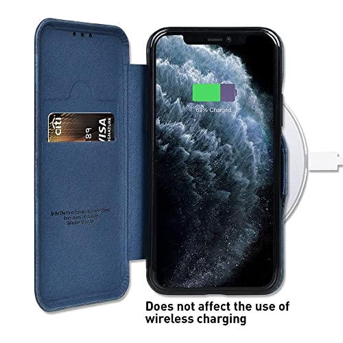 PULOKA for OnePlus 13R - Sleek Flip Case - Premium Vegan Leather Phone Cover with Card Slot - Slim, Durable, Privacy Protection, Shockproof - Kickstand Function - Elegant Flip Wallet Cases - Blue - Image 5
