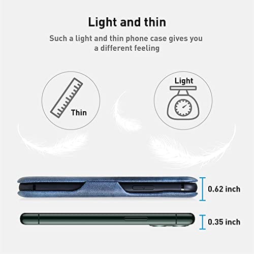 PULOKA for OnePlus 13R - Sleek Flip Case - Premium Vegan Leather Phone Cover with Card Slot - Slim, Durable, Privacy Protection, Shockproof - Kickstand Function - Elegant Flip Wallet Cases - Blue - Image 4
