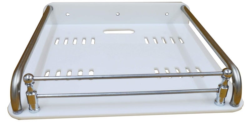 STONE Stone Multipurpose Acrylic Stainless Steel Railing Tv Setup Box Stand Wall Shelf Stand Wifi Router Telephone Square Storage Rack 1PcsWhite - Image 5