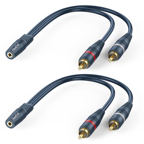DteeDck RCA to AUX Adapter 2 Pack, Female AUX 3.5 mm to Male RCA Audio Adapters, Stereo Audio 3.5mm Y Cable Converter for Headphone Speaker TV Smartphone MP3 Tablet -20cm - Image 1