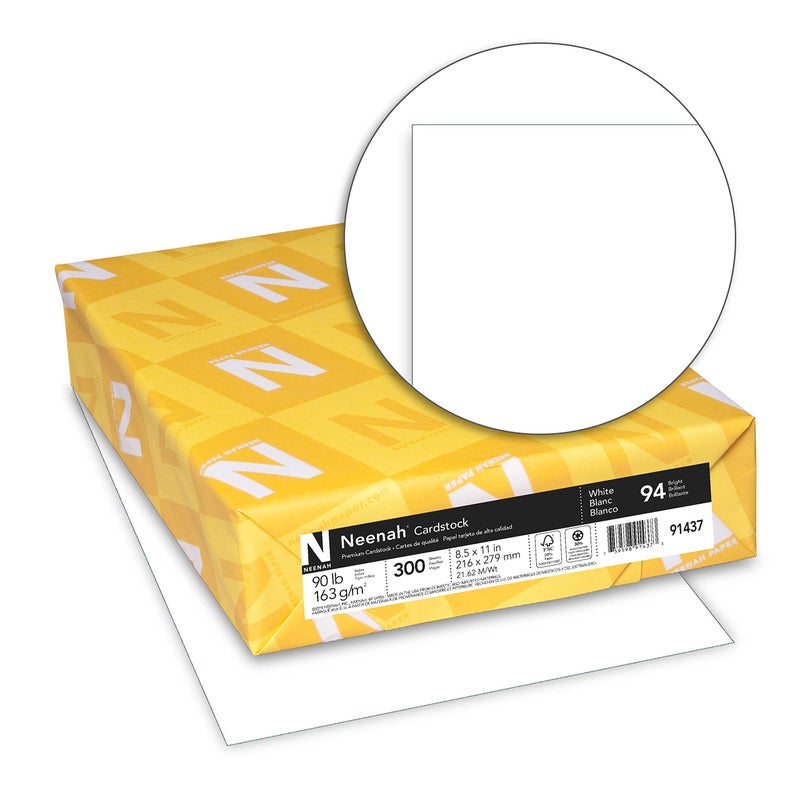 Neenah Index Cardstock, 8.5" x 11", 90 lb/163 gsm, White, Lightweight, 94 Brightness, 300 Sheets (91437) - Image 2