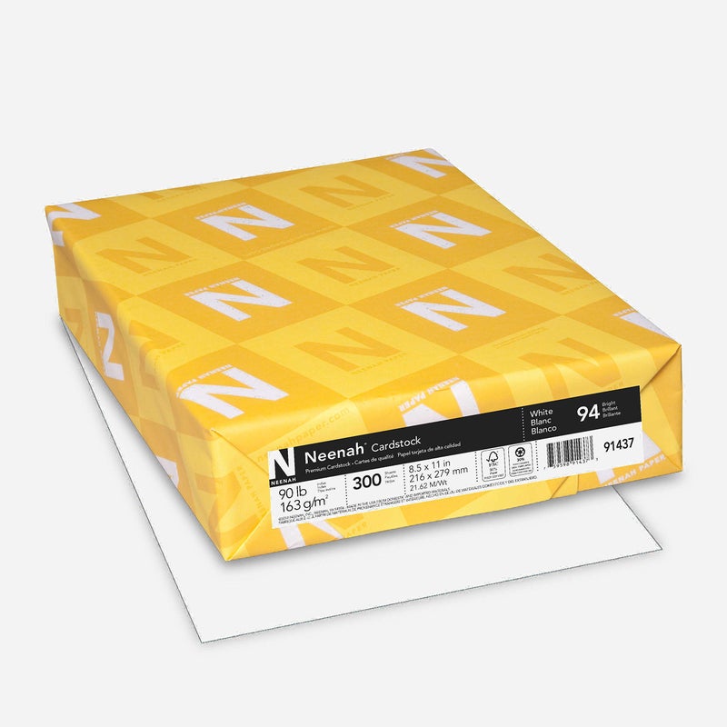 Neenah Index Cardstock, 8.5" x 11", 90 lb/163 gsm, White, Lightweight, 94 Brightness, 300 Sheets (91437) - Image 1