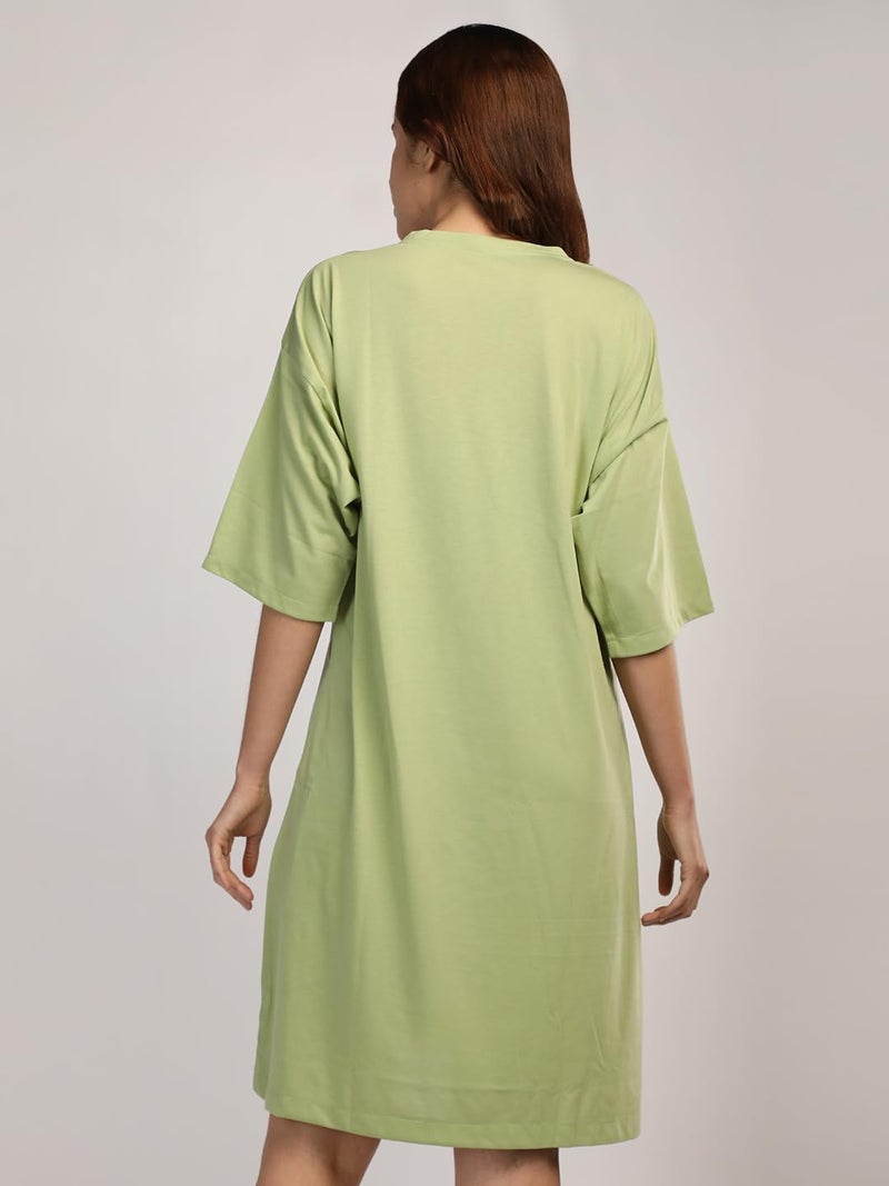 Duchess Mom T-Shirt Dress | Night Dress | Loose Fit | Pre and Post Pregnancy Sage-Green - Image 3