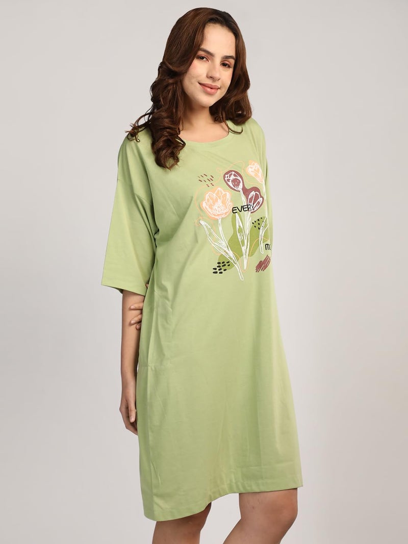 Duchess Mom T-Shirt Dress | Night Dress | Loose Fit | Pre and Post Pregnancy Sage-Green - Image 5