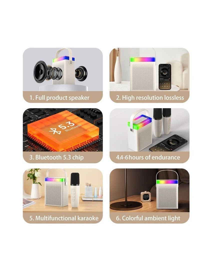 Kisonli G22 Rechargeable Wireless Rgb Mini Portable Bluetooth Karaoke Speaker with Wireless Mic for Kids Adults, Magic Sound Effect - 5 Different Sound & RGB LED Colour Changing Light for Home Party, Birthday Gifts for Boys/Girls multicolor - Image 3