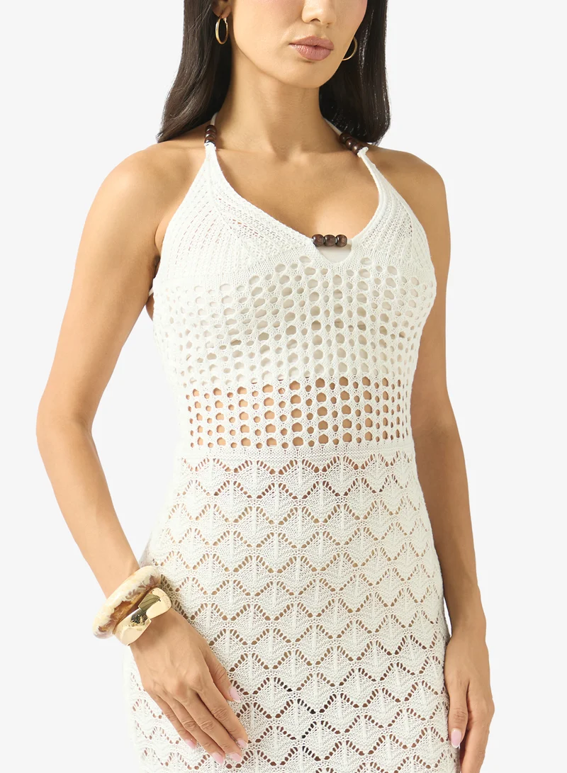 Ginger  Crochet Plunge Neck Beach Dress for Women | Best Price UAE