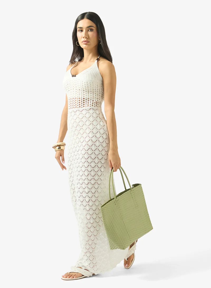 Ginger  Crochet Plunge Neck Beach Dress for Women | Best Price UAE
