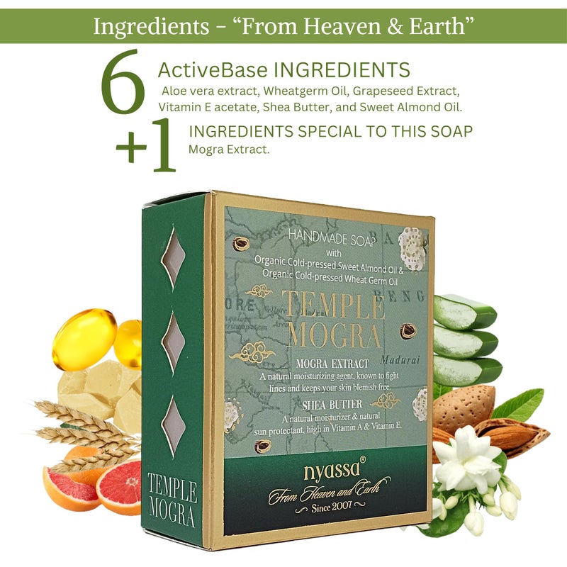 Nyassa Temple Mogra Natural Bathing Handmade Soap | Mogra Extract & Shea Butter | All Skin Type 150gm - Image 5