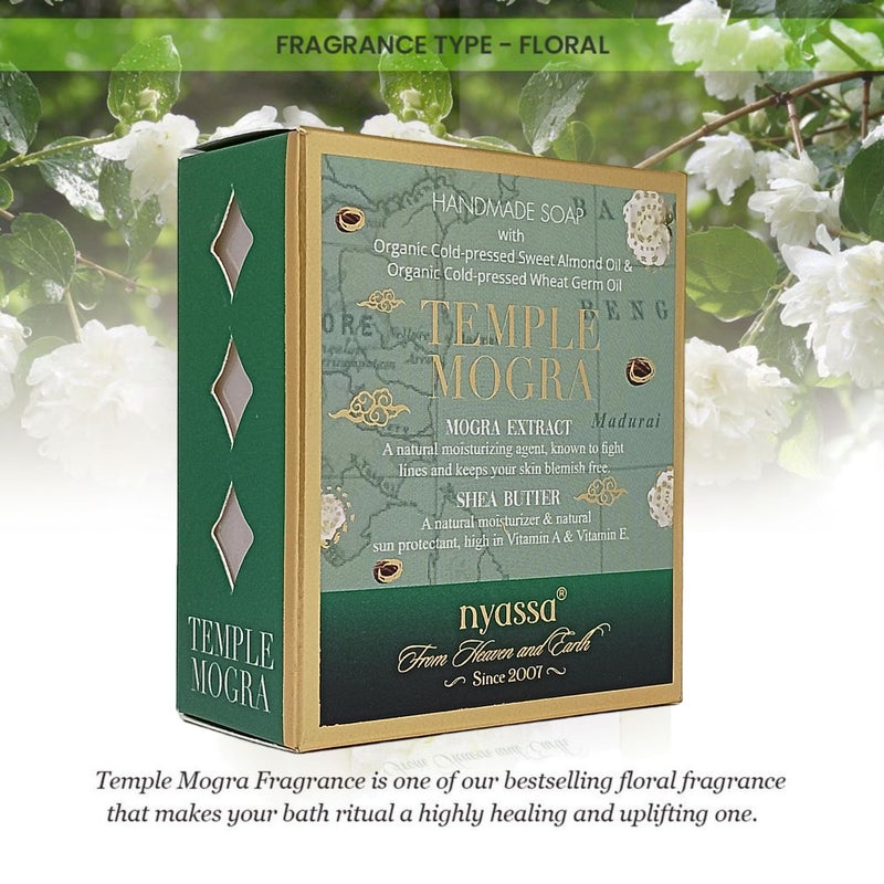 Nyassa Temple Mogra Natural Bathing Handmade Soap | Mogra Extract & Shea Butter | All Skin Type 150gm - Image 3