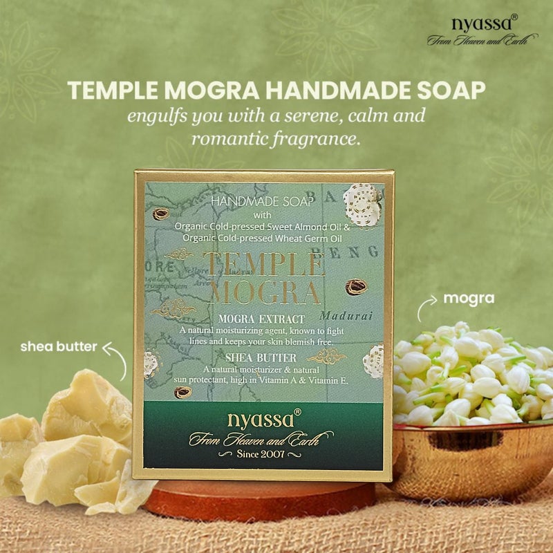 Nyassa Temple Mogra Natural Bathing Handmade Soap | Mogra Extract & Shea Butter | All Skin Type 150gm - Image 2
