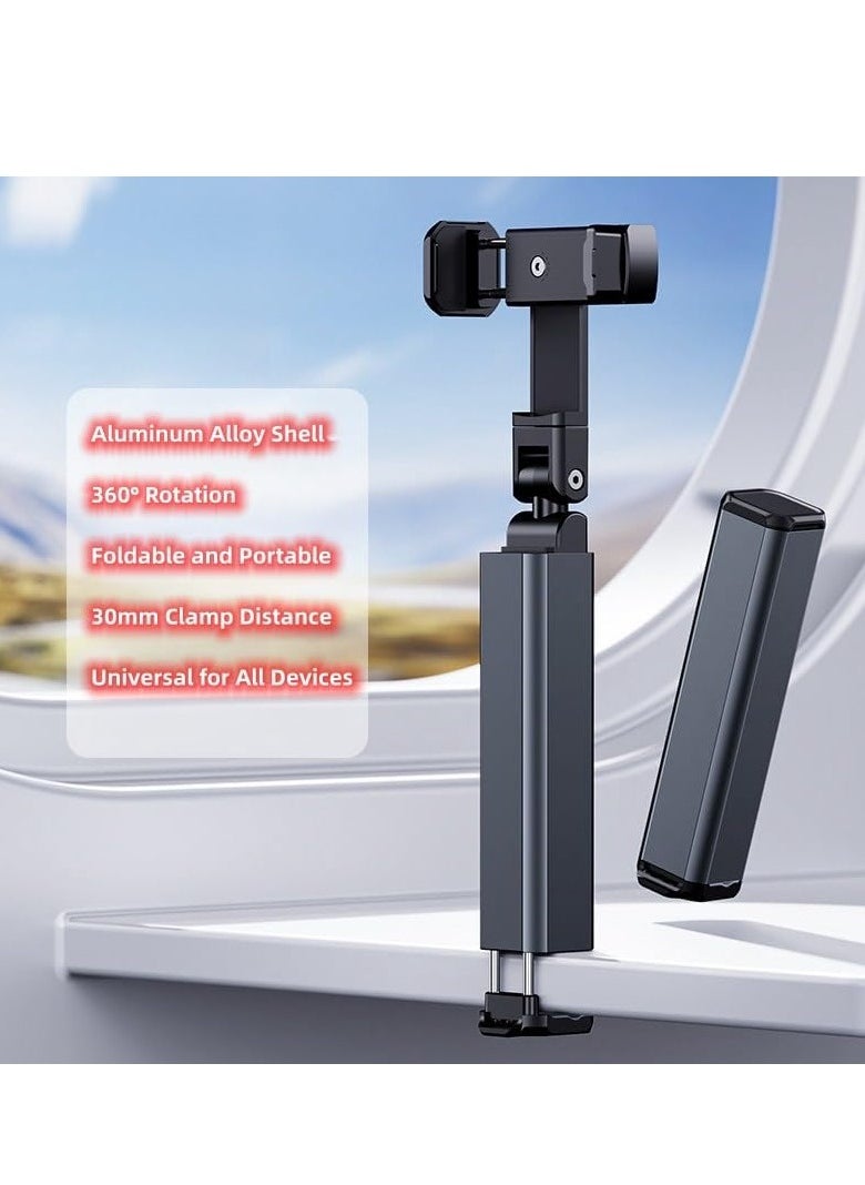 ELTRAZONE Universal Airplane Phone Holder – Portable Travel Stand, Foldable Magic Clamp for Desk & Movies, Perfect for iPhone, Samsung & More – Compact & Travel-Friendly (Grey)  - Image 2