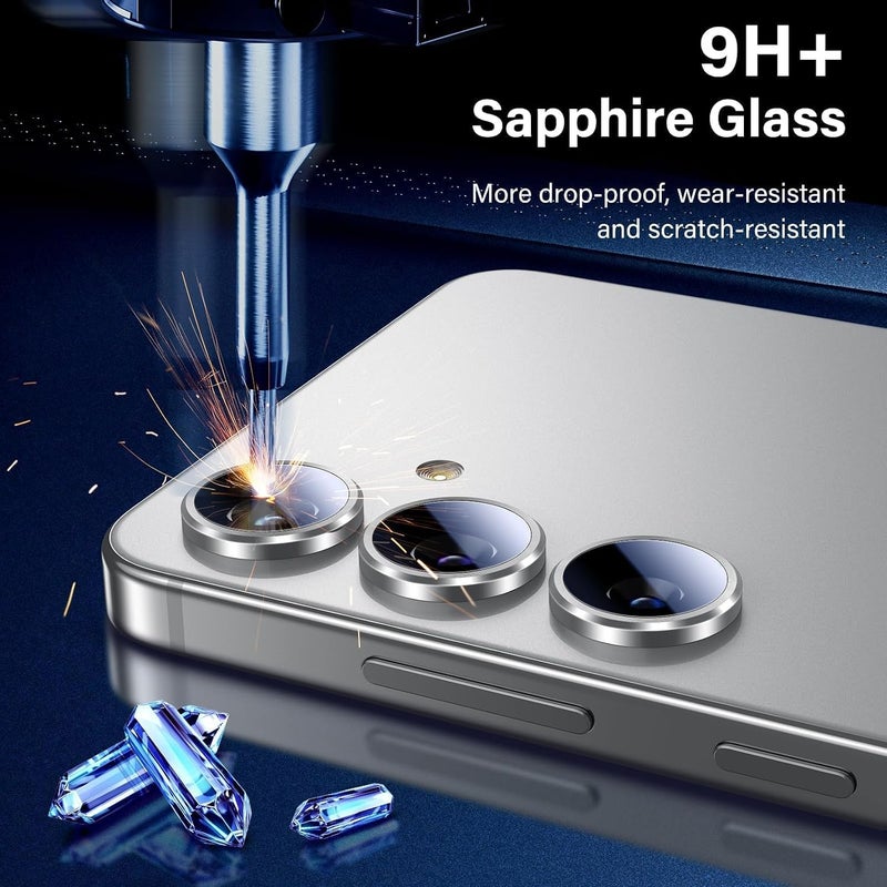 Camera Lens Protector for Samsung Galaxy A35 / A55 5G Accessories, 9H Tempered Glass Metal Individual Ring Camera Cover Screen Protector, Case Friendly, Anti Scratch - Silver - Image 3