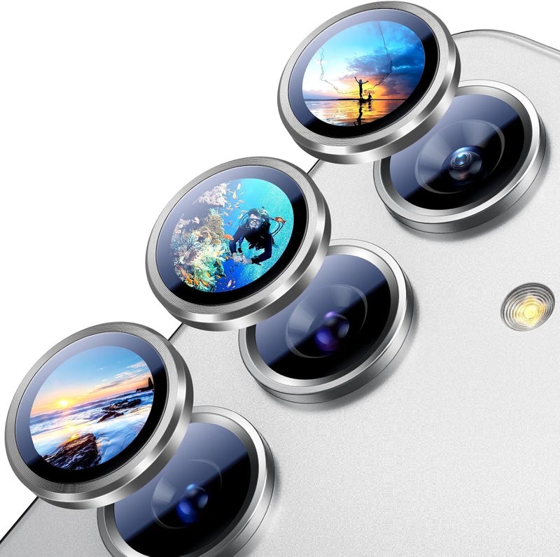 Camera Lens Protector for Samsung Galaxy A35 / A55 5G Accessories, 9H Tempered Glass Metal Individual Ring Camera Cover Screen Protector, Case Friendly, Anti Scratch - Silver - Image 1
