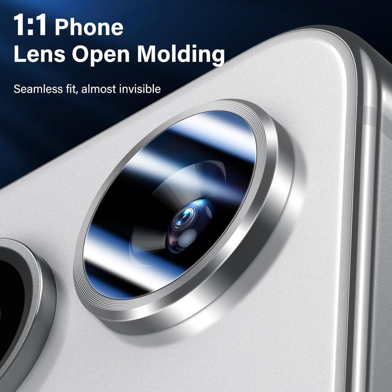 Camera Lens Protector for Samsung Galaxy A35 / A55 5G Accessories, 9H Tempered Glass Metal Individual Ring Camera Cover Screen Protector, Case Friendly, Anti Scratch - Silver - Image 2