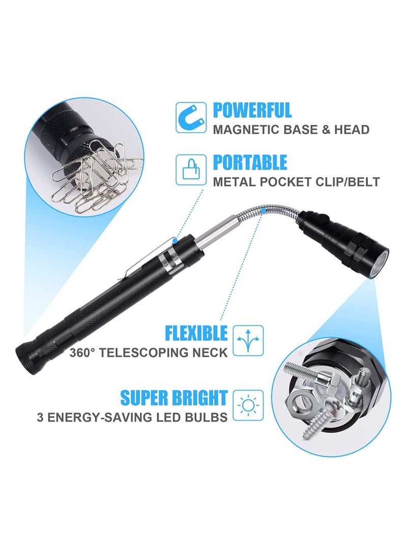 LED Flashlight and Magnetic Pickup Tool with LED Lights Telescoping Magnet Pick Up Gadget Tool - Image 2