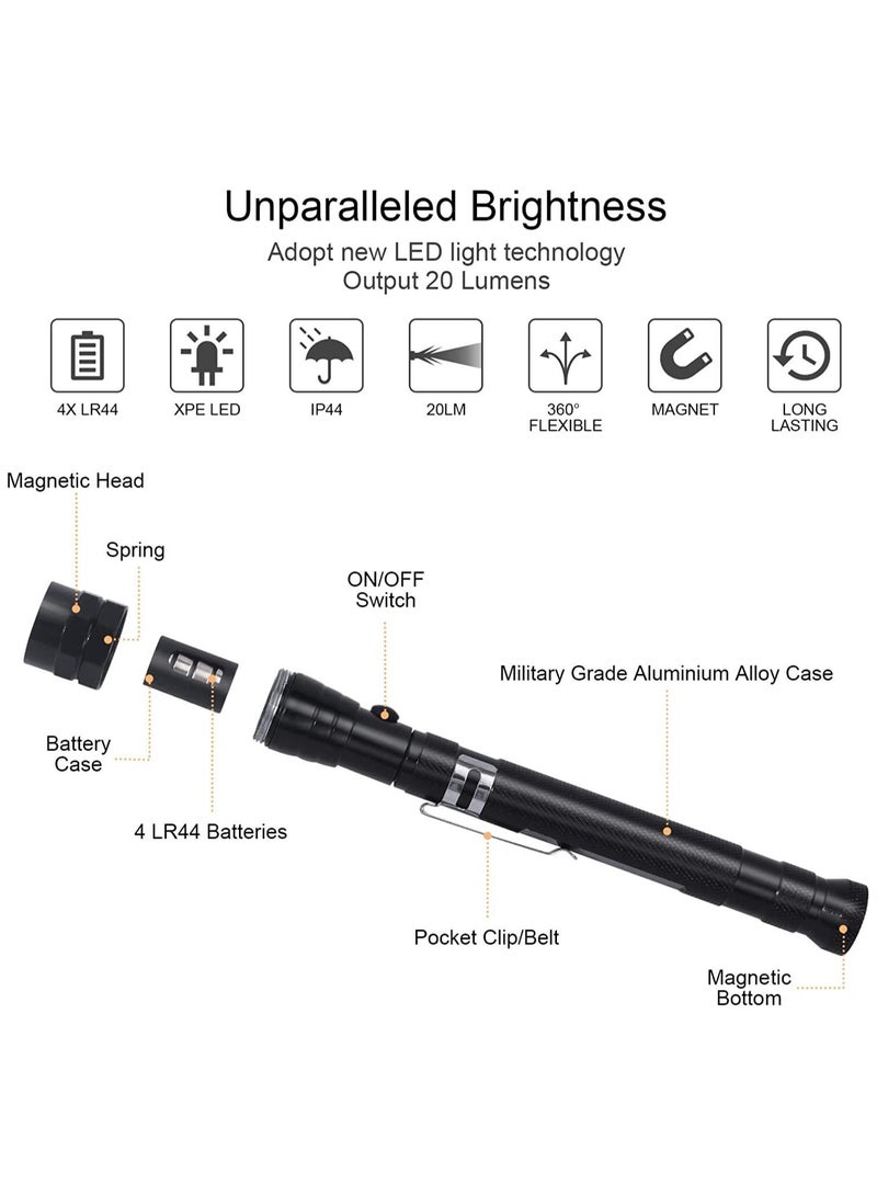 LED Flashlight and Magnetic Pickup Tool with LED Lights Telescoping Magnet Pick Up Gadget Tool - Image 3