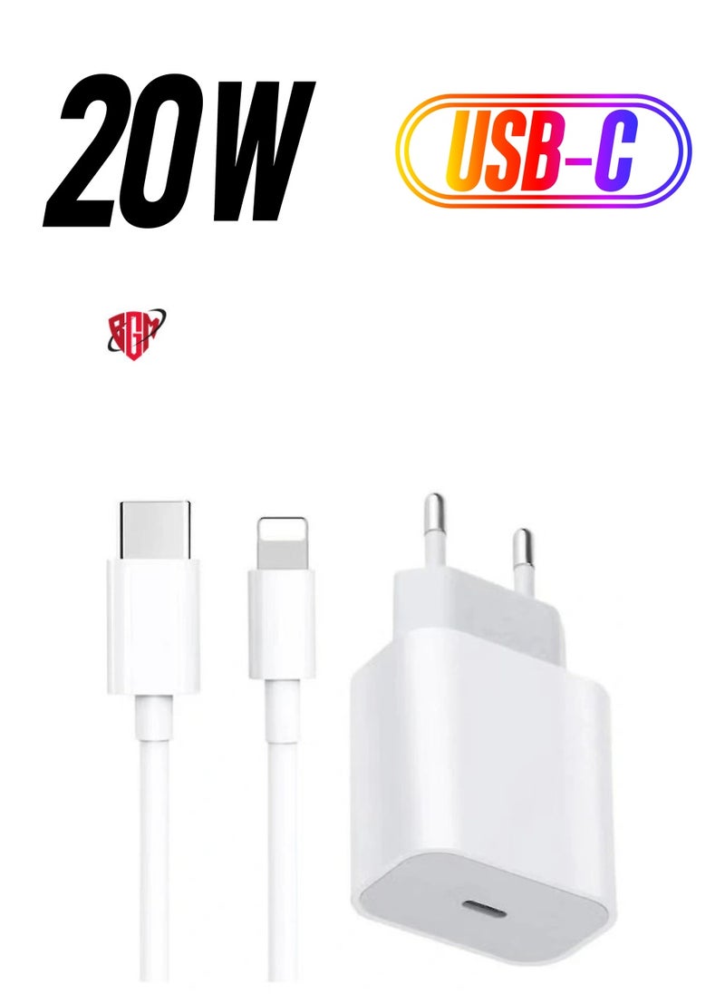 BGM - For Iphone 20w Charger Apple 11/12/13 Usb-c To Lightning Power Adapter 1m Data Cable Eu Plug - Image 1