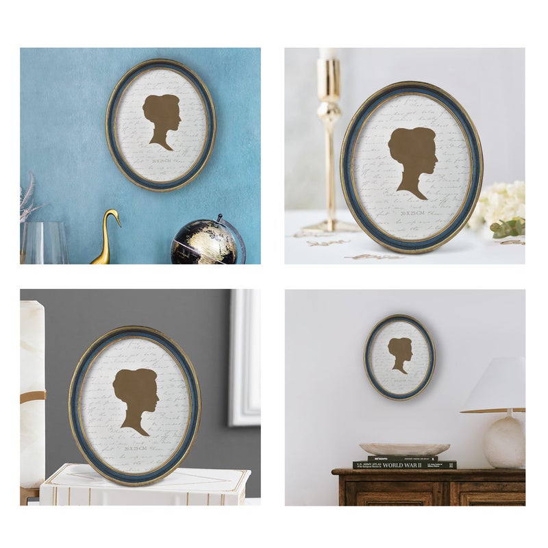 AELS 8x10 Inch Vintage Picture Frame, Elegant Antique Photo Frames with Glass Front, Photo Display, Tabletop Wall Hanging, Gift Ideas, Blue Oval with Gold Trim - Image 5