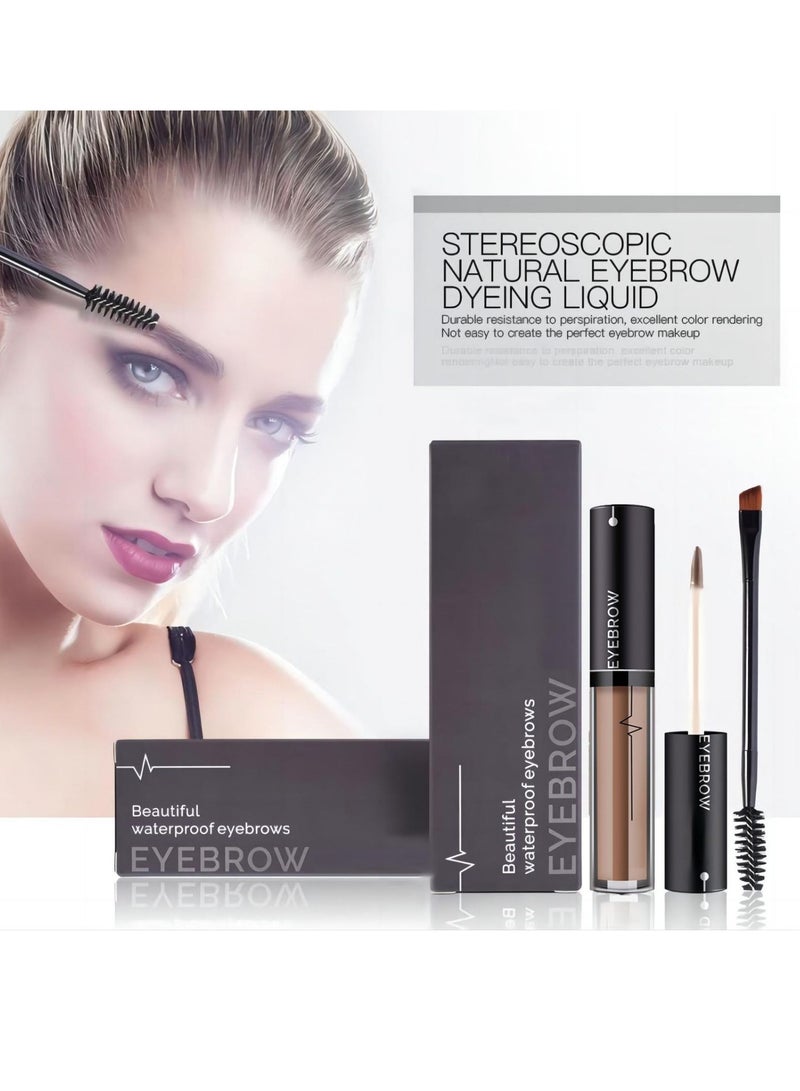 SYOSI Waterproof Eyebrow Gel  Brown Tinted Mascara Makeup for NaturalLooking Brows, LongLasting SmudgeProof Formula with Brow Shaper and Mascara Primer Brush Wand Kit - Image 1