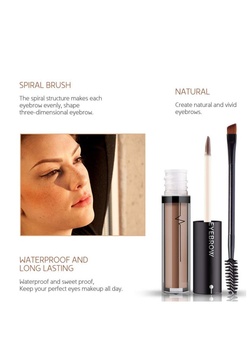 SYOSI Waterproof Eyebrow Gel  Brown Tinted Mascara Makeup for NaturalLooking Brows, LongLasting SmudgeProof Formula with Brow Shaper and Mascara Primer Brush Wand Kit - Image 2