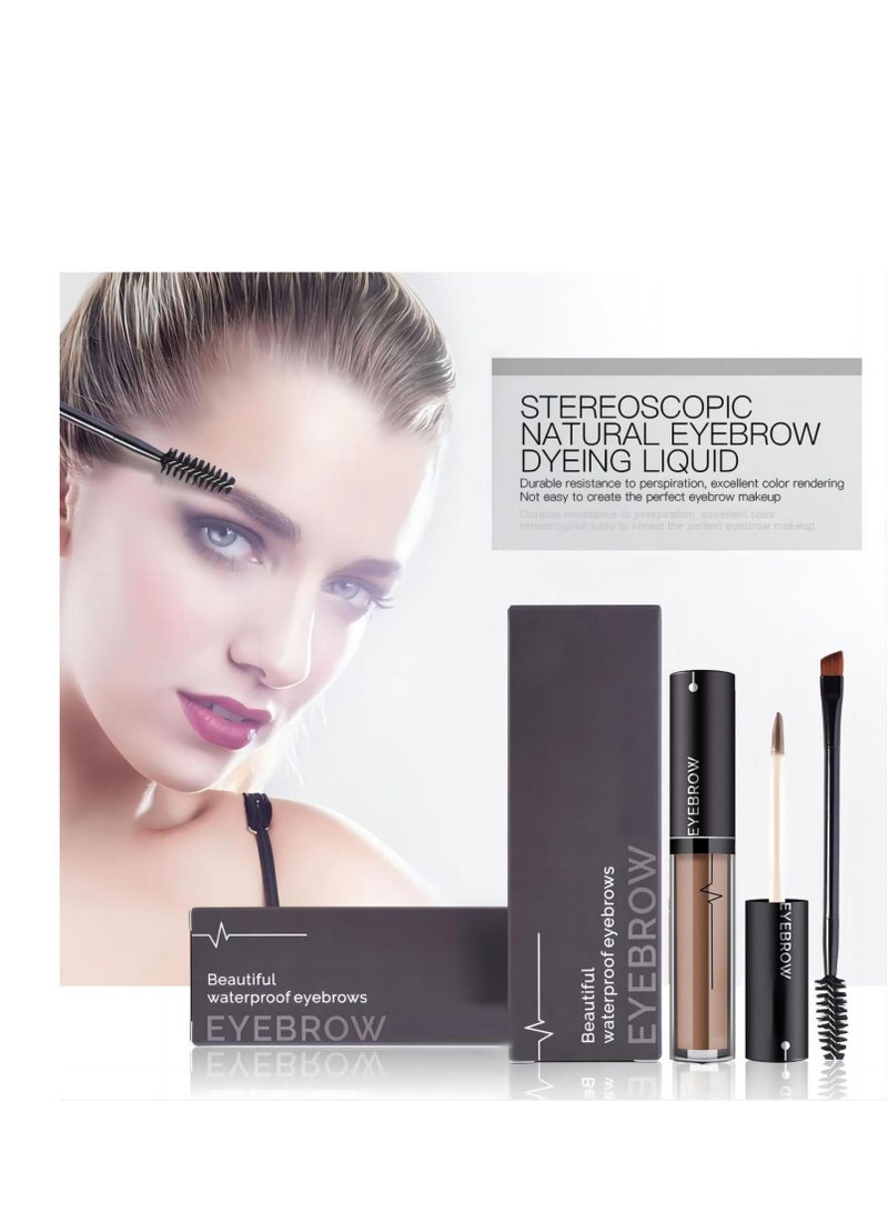 SYOSI Waterproof Eyebrow Gel  Brown Tinted Mascara Makeup for NaturalLooking Brows, LongLasting SmudgeProof Formula with Brow Shaper and Mascara Primer Brush Wand Kit - Image 3