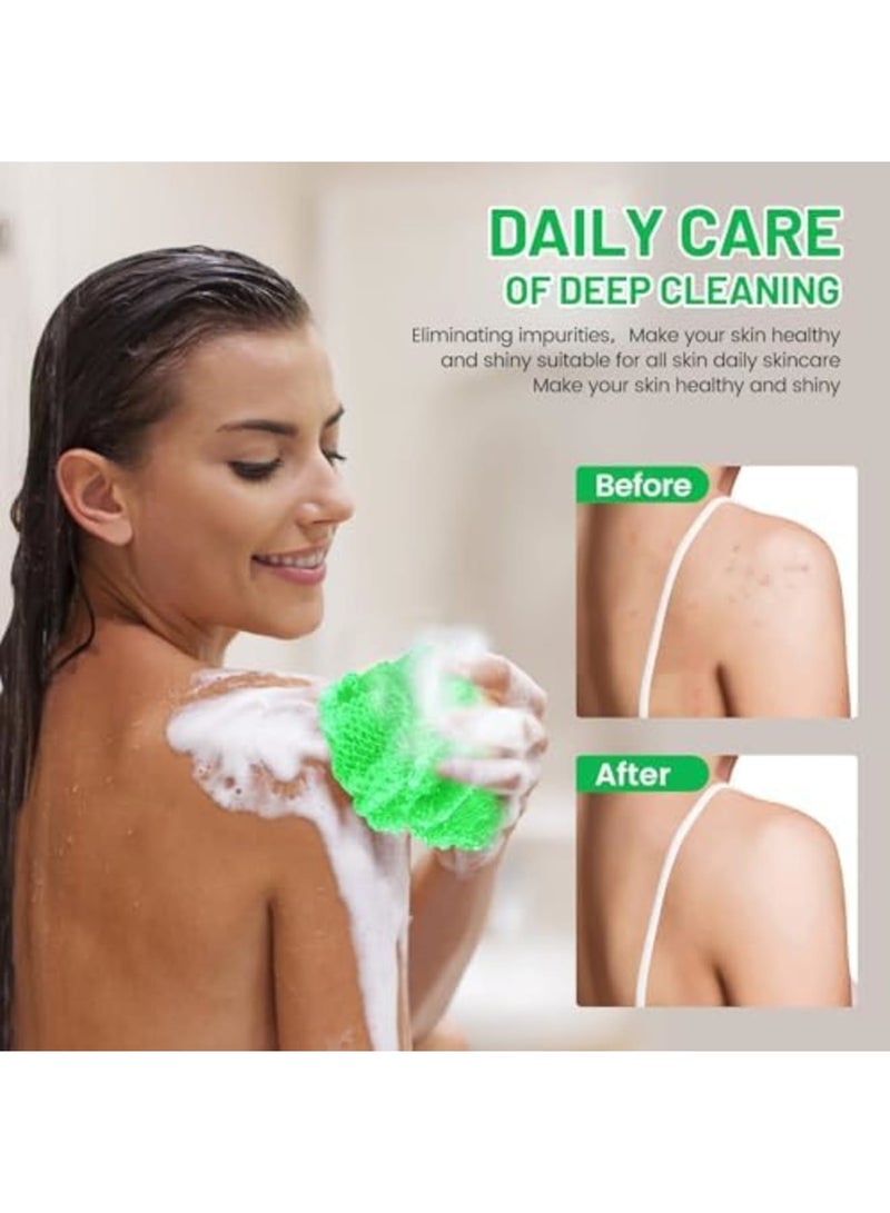 SYOSI African Net Sponge - Exfoliating Bath Wash Cloth, Long Body Exfoliator, Ideal Shower Bath Accessories, Back, Foot, and Scalp Scrub, Flat Dead Skin Remover (Green) - Image 4