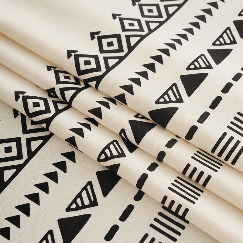 Coral Fish Boho Curtains with Black Geometric Pattern Bohemian Window Curtains with Tassels Fringe for Kitchen Bathroom Light-Filtering Privacy Cotton Drapes, Rod Pocket, 59''W x 63''L, 1 Panel - Image 4