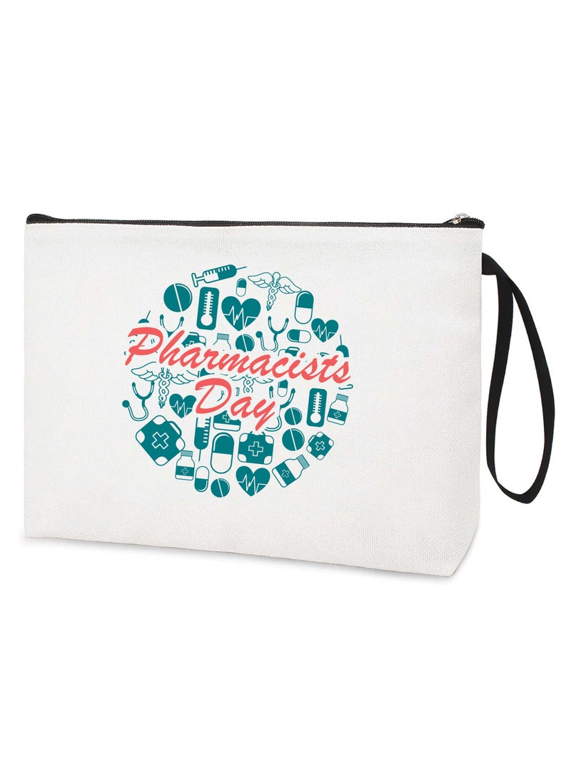 PRINTSHOP4ME Pharmacist Day Cosmetic Bags with Zipper Portable Multipurpose Cosmetic Pouch or Pharmacy Bag suitable Graduation Gift for Medical Students (Design 8) 