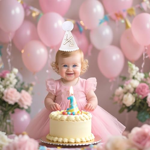 BOOMPA Boho Half Birthday Conical Cap - Natural 6 Month Celebration Hat with Milky White Color for Birthday Celebration - Image 3