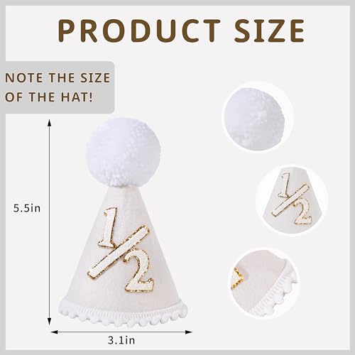 BOOMPA Boho Half Birthday Conical Cap - Natural 6 Month Celebration Hat with Milky White Color for Birthday Celebration - Image 2